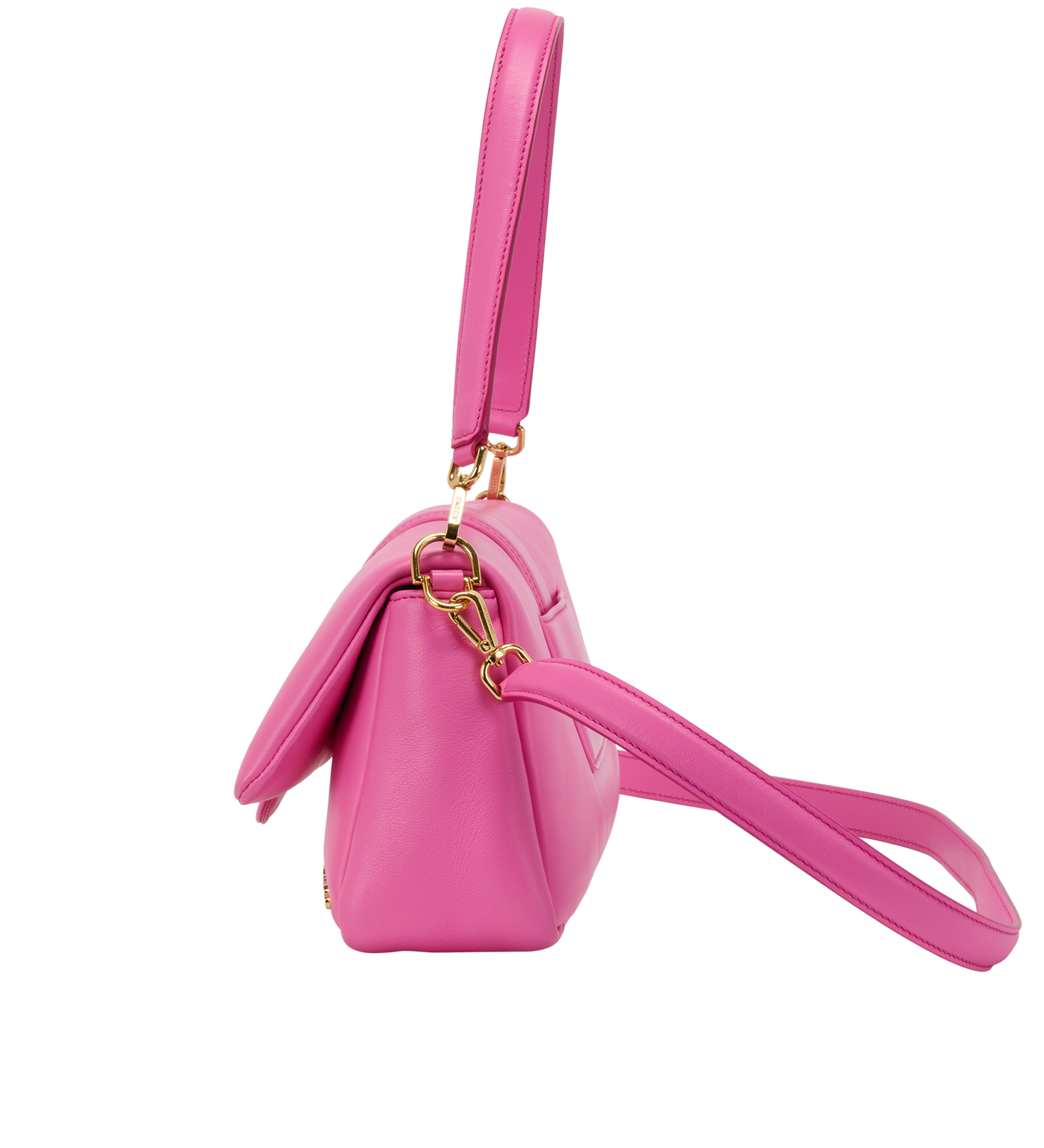 Le Bambimou Puffy Shoulder Bag, &pound;320, Handbags, Pink, Leather, Bottom view